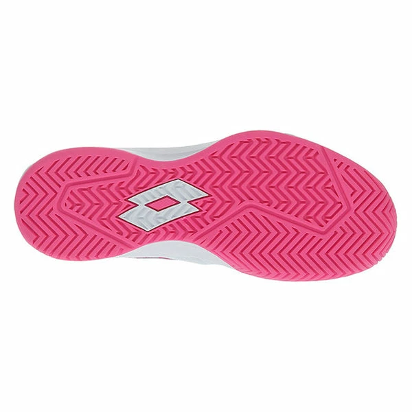 Lotto Mirage 500 All Court (Women's) - All White/Silver Metal/Vivid Fuchsia - Image 2