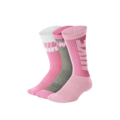 Nike Everyday Cushioned Crew Socks 3-Pack (Junior's) - Pink/Grey/White (Available Size: M)