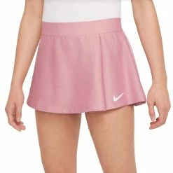 Nike Court Dri-Fit Flouncy Tennis Skirt (Girl's) - Elemental Pink/White (Available Size: S)